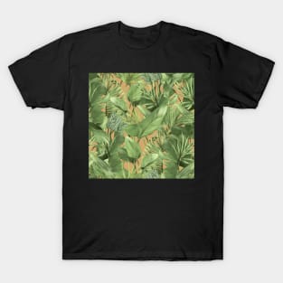 Tropical leaves on yellow T-Shirt